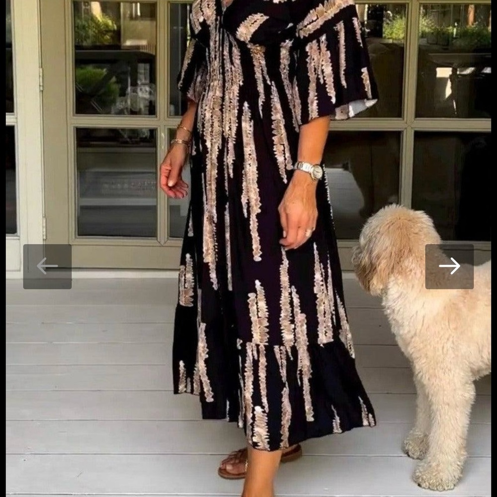 Black and Cream Off the Shoulder Flutter Sleeve Sundress